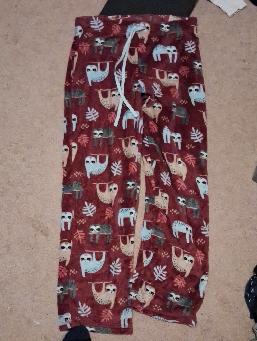 Secret Treasures Burgundy Sloth-Print Pajama Bottoms